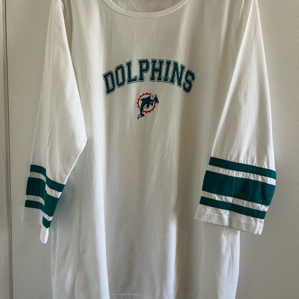 Ladies Miami Dolphins 3/4 Sleeves T- Shirt White